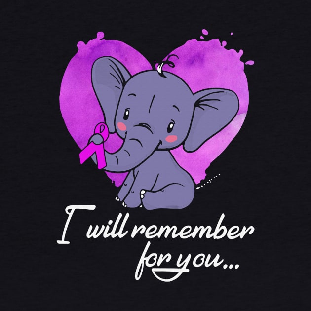 I Will Remember For You Elephant Alzheimers Awareness Peach Ribbon Warrior by celsaclaudio506